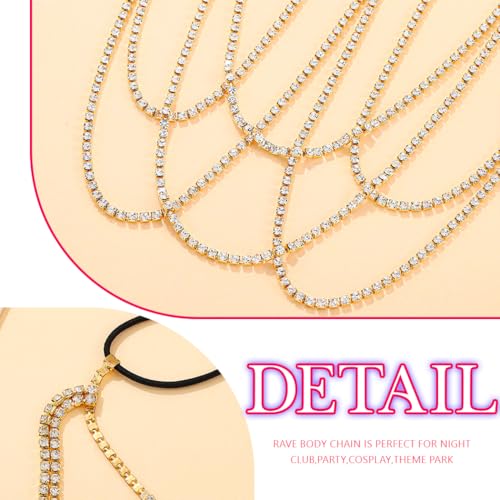 REETAN Thigh Garter Belt Rhinestone Leg Chain for Women - style: Style B-Gold