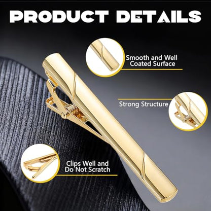 Mens Tie Clip Stainless Steel Metal Simple Necktie Tie Bar Clasp Clip Clamp Pins Sliver Color Minimalist For Men Business Party Wedding Anniversary And Daily Life (Gold)