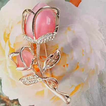 Lavender flower brooch crystal rhinestone tulip brooch elegant accessories jewelry women brooches and pins fashion jewelry wedding flowers lapel pin - color: Pink Tulips