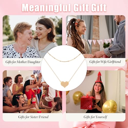 MEVECCO Dainty Pendant Layered Necklaces for Women | 18K Gold Plated Brass, 2-Piece Set With A Choker-Length Upper Layer, Wear Together Or Separately, Refined Everyday Style - style: Heart/Single