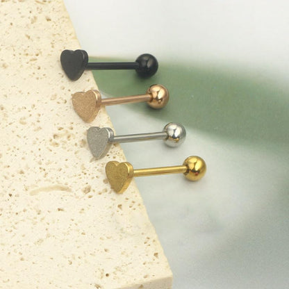 14G Stainless Steel Tongue Rings Straight Barbells Heart Shape Rose Shape Tongue Piercing Jewelry - color: Pack 1