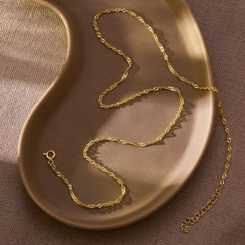 BAYLAY Gold Necklace for Women, Gold Chain for Women | 18K Gold Plated, Dainty Gold Necklace for Women, Necklace Chain, Gold Jewelry, Gifts, Size 16/18/20/22/24/26 Inch - size: 24, style: Double Buckle Chain