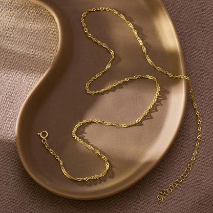 BAYLAY Gold Necklace for Women, Gold Chain for Women | 18K Gold Plated, Dainty Gold Necklace for Women, Necklace Chain, Gold Jewelry, Gifts, Size 16/18/20/22/24/26 Inch - size: 16, style: Double Buckle Chain