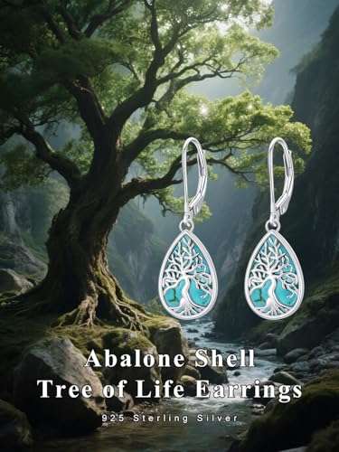 Dorunmo s925 Sterling Silver Western Dangle Drop Earrings Birthday Jewelry Gifts for Women - style: Turquoise+Tree of life