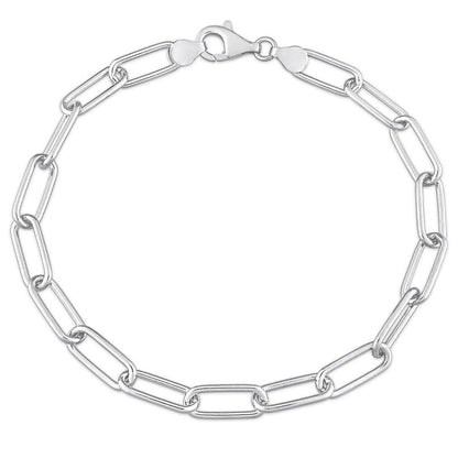 Italian Sterling Silver Paperclip Link Bracelet - Men & Women - 3.5mm, 5mm, 6mm - Available in Sterling Silver, Yellow Gold, Rose Gold - 9 inch, 7.5 inch - color: Silver, size: 6MM