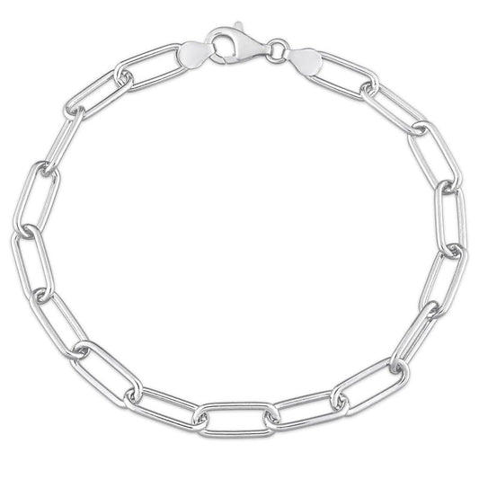 Italian Sterling Silver Paperclip Link Bracelet - Men & Women - 3.5mm, 5mm, 6mm - Available in Sterling Silver, Yellow Gold, Rose Gold - 9 inch, 7.5 inch - color: Silver, size: 6MM