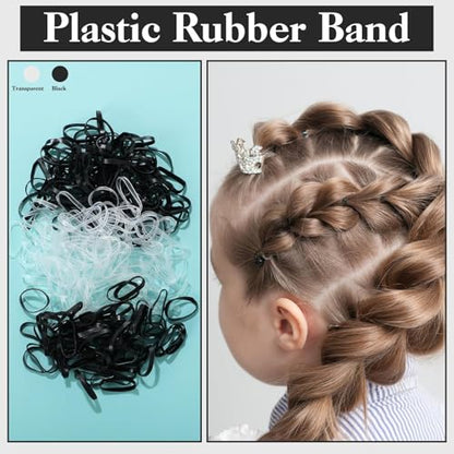 735 Pcs Black Hair Ties and Bobby Pins Set, Clear Elastic Bands, No Damage Hair Accessories for Thick Hair, Women and Girls