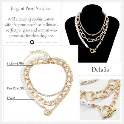 Gold Stack Necklace Chunky Necklaces for Women Trendy Coin Pendant Long Necklaces Western Jewelry for Women Cowgirl Cowboy Chic Country Outfit Boho Accessories Birthday Jewelry Gifts - color: C Gold Pearl Choker Necklaces Set