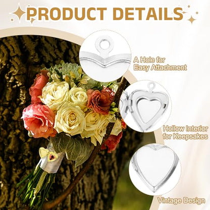 MECCANIXITY Custom Photo Locket Charm, Copper Retro Picture Locket Pendants for DIY Memorial KeyChains Necklace Bracelet Jewelry Making - color: Silver, style: Small Simple Heart
