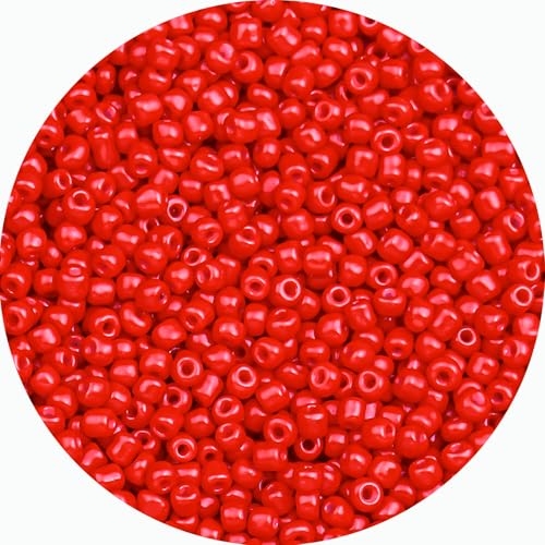 Legefo 4mm Glass Seed Beads Bulk, Bright Red 6/0 Small Mini Pony Seed Beads, Tiny Round Craft Bead for Bracelet Necklace Wrist Jewelry Making Beading Weaving DIY Crafts Supplies, 1000pcs - color: Bright Red