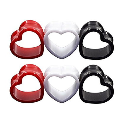 Qmcandy 6pcs/18pcs Heart Shape Acrylic Ear Tunnels Plugs Set Mix Color Stretcher Expander Piercing Tunnels Gauge 6G-7/8 inch - color: 3 pairs, 7/8"(22mm)