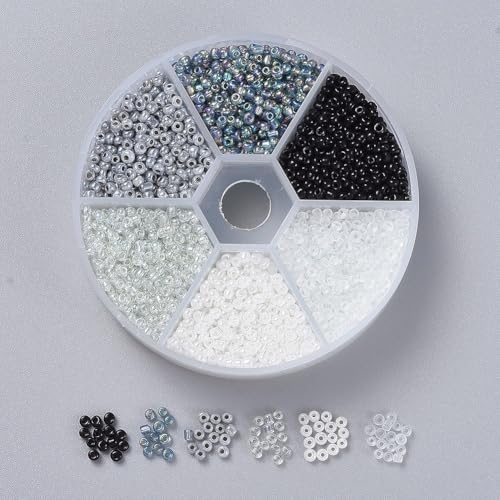 1Box 12/0 Glass Seed Beads 2mm Small Beads Round Loose Spacer Bead for DIY Friendship Bracelet Necklace Earring Summer Jewelry Making Phone Starp Craft Supplies Hole: 1mm About 3960pcs/box Black - color: Black-2mm