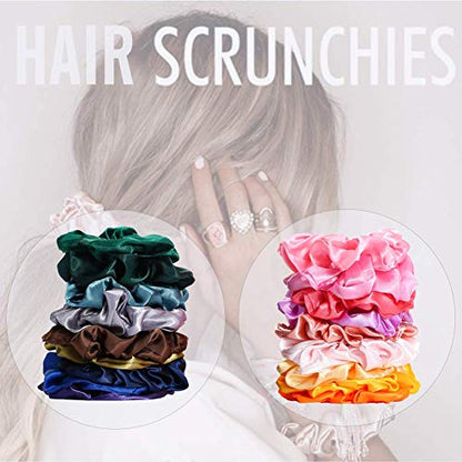 50 PCS Satin Hair Scrunchies for Curly Hair Silk Scrunchies for Hair | Satin Hair Accessories for Girls Scrunchy Hair Tie Ropes for Teens Hair Accessories with Gift Bag
