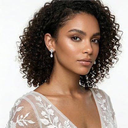 Mchic Dangle Earrings for Women: 18K Gold Plated CZ Drop Earrings Dainty Trendy Hypoallergenic Teardrop Bridal Wedding Style, Sparkly Elegant Dangling Jewelry Gift for Women Bridesmaid Prom Formal - color: Style 3-Silver