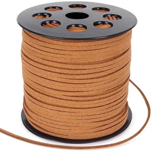 2.6mm 110 Yards Suede Cord, Faux Lace Flat Leather Cord for Jewelry Making, Bracelets, Necklaces, Braided, Beading and DIY Crafts(Coffee) - color: Coffee