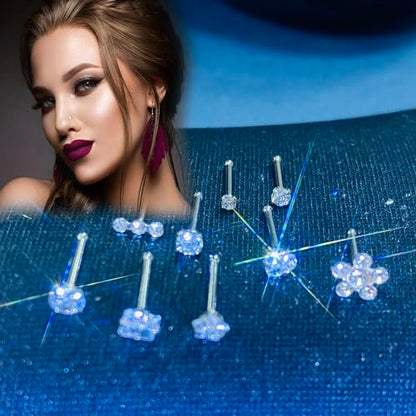 14k Gold Plated Nose Rings Studs for Women 316L Surgical Steel Nose Piercings 22g/20g/18g Gauges 1.5mm/2mm/2.5mm/3mm/3.5mm/4.5mm Sizes - color: 20g 9pcs L Gold Surgical Steel