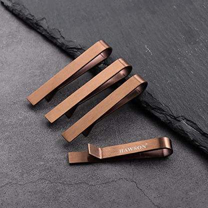 HAWSON Skinny Tie Clip Bar Set, 2 Inch Tie Clip for Men - Wedding, Meeting, Party Gift Set - color: 4 pcs Brushed Coffee