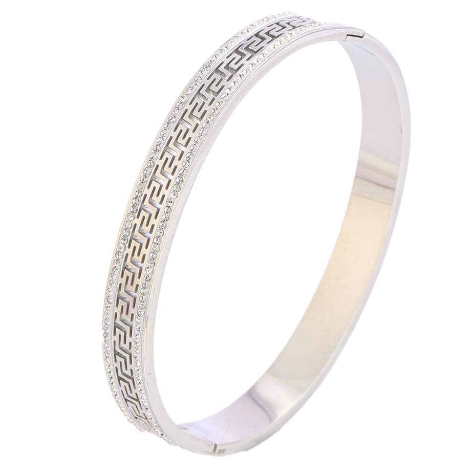 Silver Stainless Steel Bangle Bracelet - Non-tarnish Waterproof, Trendy Jewelry Gift Birthday for Women