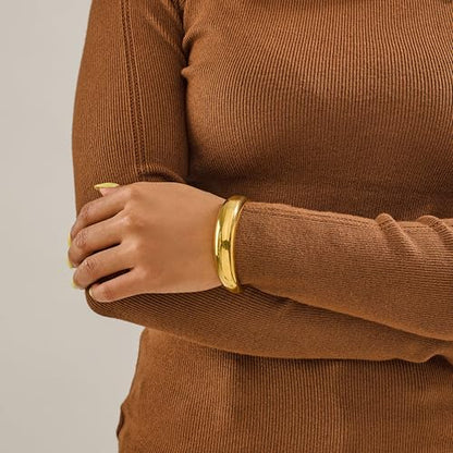 Gold Chunky Cuff Bangle Bracelets For Women 18K Gold Plated Hammered Cuff Bracelet Textured Wide Adjustable Bangle Open Cuff Fashion Jewelry Trendy Stackable Bracelets Gift for Her