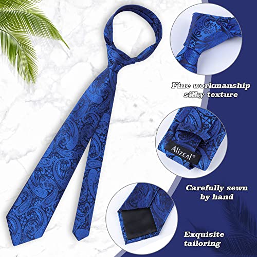 Alizeal Mens Gradient Paisley Necktie and Pocket Square Set | Elegant Design Perfect for Weddings Banquets Business Formal Events - color: 170-royal Blue