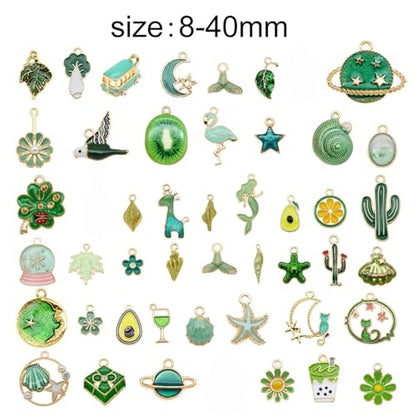 30pcs Mixed Enamel Charms Pendants for Jewelry Making Bulk lot Necklace Earrings Bracelet Craft Findings - color: Green