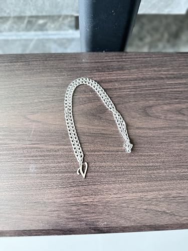Stainless Steel Initial A-Z Necklace for Men Women,Cuban Chain,Titanium Steel Initial Letter Pendant Charm Necklaces Accessories Jewelry for Woman Man,21 Inch Chain - color: V