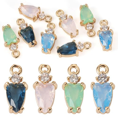 Beadthoven 8pcs Brass Micro Pave Cubic Zirconia Teardrop Charms Diamond Crystal Teardrop Dangle Charms Faceted Rhinestone Drop Pendants for Jewelry Making Necklace Choker Earrings DIY Crafts - color: Mixed Teardrop