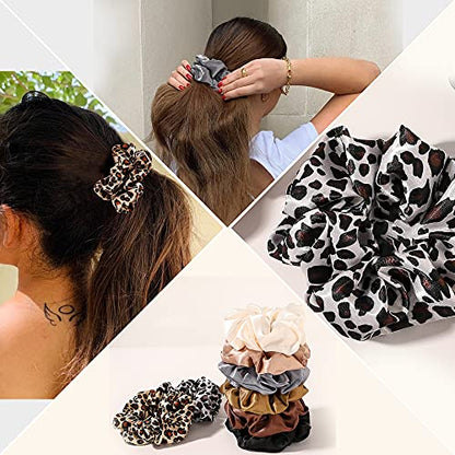 Scrunchies Hair Ties Silk Satin Scrunchy - Hair Elastics Bands Ponytail Holder Pack of Neutral Scrubchy Hair Accessories Women Girls - color: Satin Mixed color