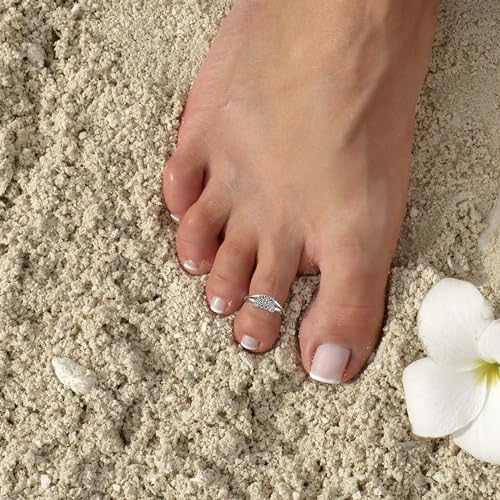 Sariel 925 Sterling Silver Toe Rings for Women Boho Adjustable Mid Finger Rings Summer Vacation Ocean Beach - color: Butterfly