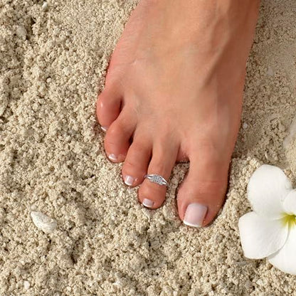 Sariel 925 Sterling Silver Toe Rings for Women Boho Adjustable Mid Finger Rings Summer Vacation Ocean Beach - color: Butterfly