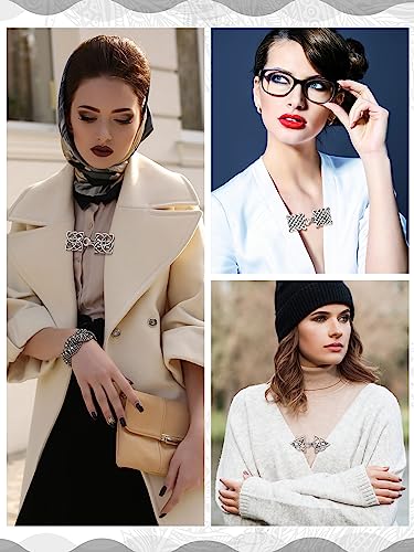 Syhood 5 Pieces Shawl Clips Cloak Clasp Cardigan Sweater Clips Vintage Collar Retro Cloak Brooches and Silver Shawl Pins - style: Chic Style