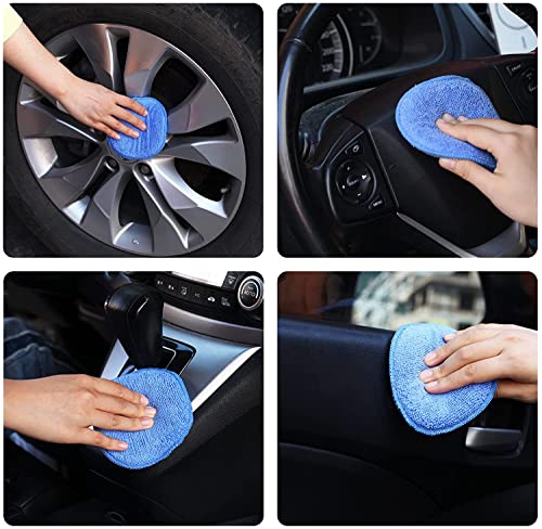 FONAROLL Microfiber Wax Applicator Pads, Car Wax Applicator, Buffing & Detail Polishing Foam Pads for Car Cleaning and Fine Polishing (5" Diameter, 6 Pack)… - color: Blue