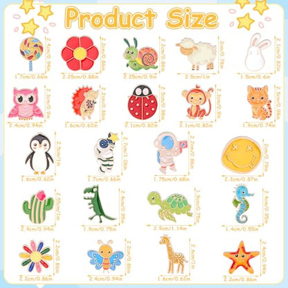 SANNIX 60Pcs Enamel Pins Bulk Set, 30 Styles Cute Cartoon Brooch Pins for Backpacks, Clothes, Bags, Hats - Funny Lapel Pins Button Badges Accessories - style: Mixed Pin