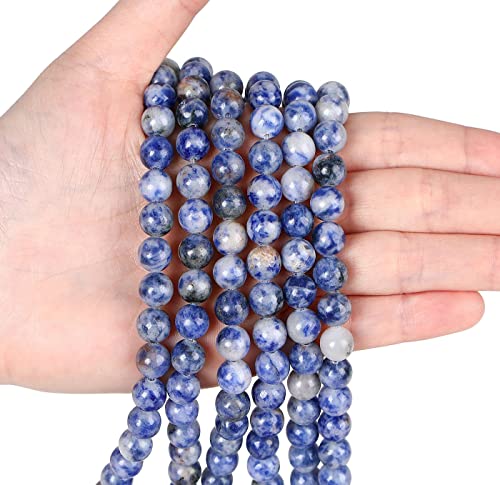 LAIDANLA Blue Spot Jasper 8mm Natural Stone Beads Round Loose Gemstone for DIY Bracelet Necklace Earrings Jewelry Making Polishing Genuine Real Stone Beading 96PCS 2 Strand 32" - color: I-Blue Spot Jasper, size: 8mm
