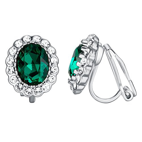 Yoursfs Vintage Crystal Clip On Earrings For Women Platinum Plated Rhinestone Clip On Earrings Non Pierced Oval Shap Cubic Zirconia Earring Hypoallergenic Jewelry - style: Oval Earring