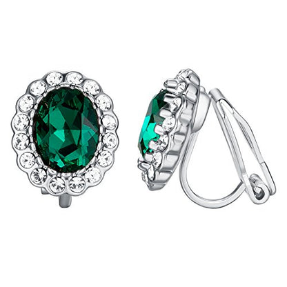Yoursfs Vintage Crystal Clip On Earrings For Women Platinum Plated Rhinestone Clip On Earrings Non Pierced Oval Shap Cubic Zirconia Earring Hypoallergenic Jewelry - style: Oval Earring