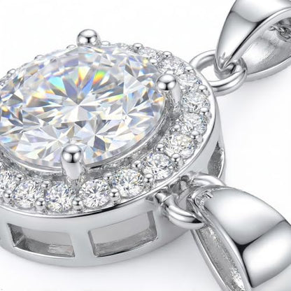 CZ Necklace and Stud Earrings Set for Women, 2PCS | Cubic Zirconia, Matching Jewelry Set, Dainty Sparkling, Daily Wear - color: 1CT+1CT Drop Back Stud