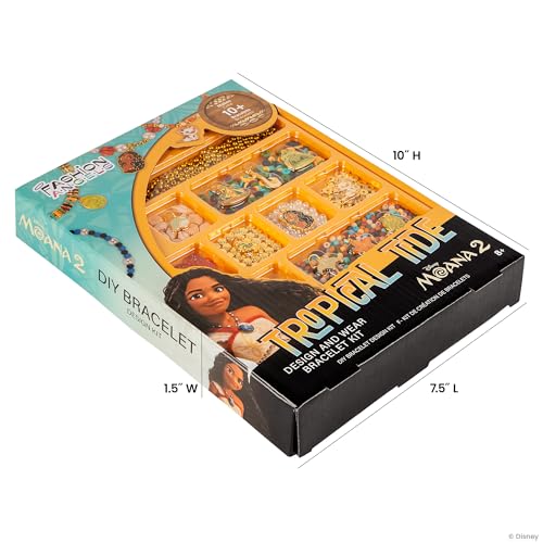 Fashion Angels Disney Moana 2 Tropical Tide Jewelry Design Kit | Includes Assorted Beads & Charms, Makes 10+ Nautical Bracelets, Fun Craft for Kids Ages 8+ - size: Moana 2 Tropical Tide Jewelry Kit