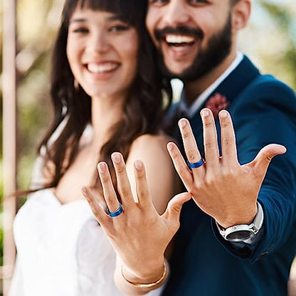 UNICRAFTALE Stainless Steel Classical Plain Stackable Wedding Band Ring Blank Wedding Ring Cool Simple Band For Women and Men Gifts for Special Occasions - color: Blue