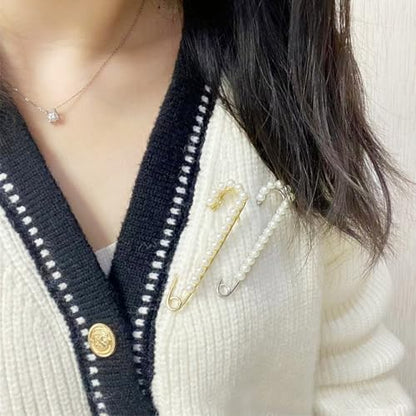 14 Pieces Brooch Safety Pins Pearl Brooch Button Pin Pant Waist Tightener Pins for Clothes Sweater Shawl Collar Dress Cardigan Shirt Jeans Accessories for Women Girls - size: Classic