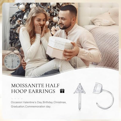 925 Sterling Silver Moissanite Huggie Half Hoop Earrings for Women - style: style 3