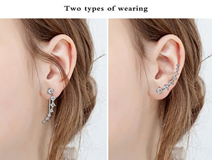 CZ Stud Earrings 925 Sterling Silver 18K Gold Plated Round Cubic Zirconia Hypoallergenic Set - color: White
