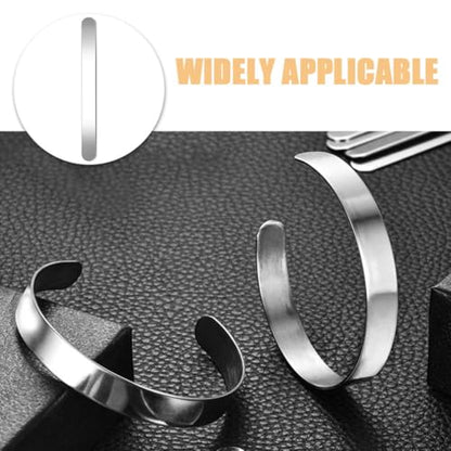 Operitacx 10pcs Stainless Steel Bracelet Blanks Core for Diy Leather Bracelet Making Silver Charm Spacers - size: 10pcs-10mm