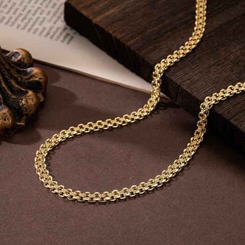14K Gold Necklace for Women Chunky Cuban Link Chain for Men | 14K Gold Chain for Men Gold Necklace for Women Gold Chain for Men Double Layer Chunky Cuban Link Chains for Mens 16-24IN - style: Length 18 Inches