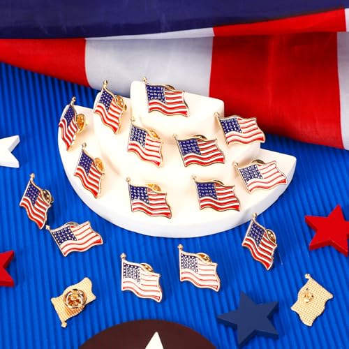 SANNIX 15Pcs American Flag Pins, USA Flag Lapel Pins Enamel Patriotic Badge Pins Waving Flag Brooch Pin for Independence Veteran Memorial Day 4th of July Accessories - style: American Flag Pin