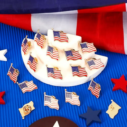 SANNIX 15Pcs American Flag Pins, USA Flag Lapel Pins Enamel Patriotic Badge Pins Waving Flag Brooch Pin for Independence Veteran Memorial Day 4th of July Accessories - style: American Flag Pin