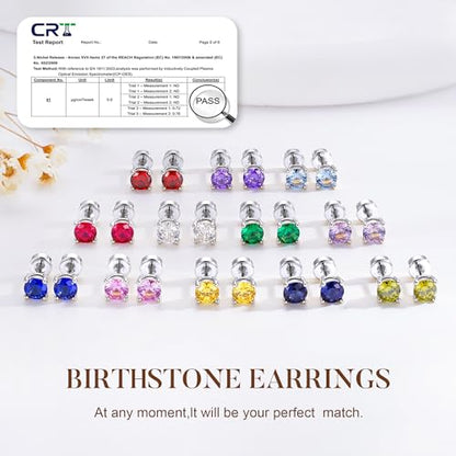 Small Birthstone Flat Back Stud Earrings for Women, 14K Real Gold Plated Hypoallergenic Earring Dainty CZ Cartilage Stud Earring Stack, Perfect Birthday Gifts for Women Her - color: Silver-11-November-Citrine Yellow