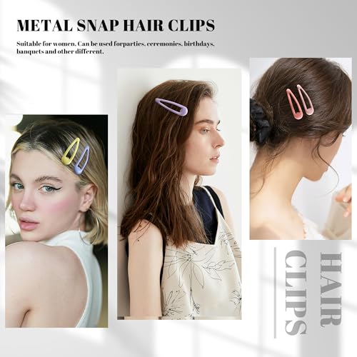 20 PCS Metal Snap Hair Clips Water Drop No Slip Barrettes for Women Bright Small Hair Clips For Thick And Thin Fine Hair,Yellow Blue Purple Pink,1.97 x 0.5 In. - color: Yellow Blue Purple Pink