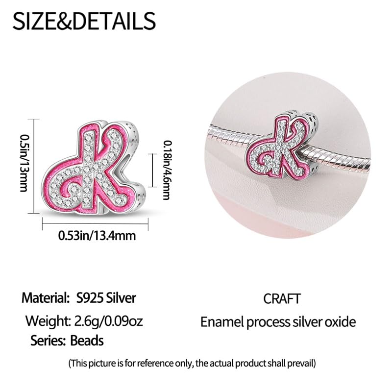 925 Sterling Silver Letter Charms Fits Pandora Bracelets Alphabet AZ Bead Charm for Bracelets Necklace with 5A Cubic Zirconia for Women Birthday Ceremony DIY Jewelry Gift - style: K