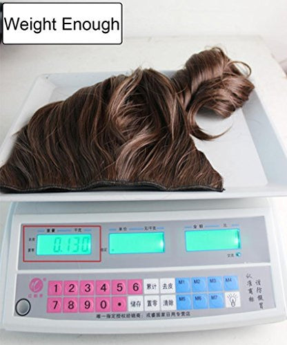 REECHO 18" 1-Pack 3/4 Full Head Curly Wavy Clips in on Synthetic Hair Extensions HE008 Hairpieces for Women 5 Clips 4.0 Oz per Piece - Black Brown - color: Black Brown, size: 18 Inch (Pack of 1)